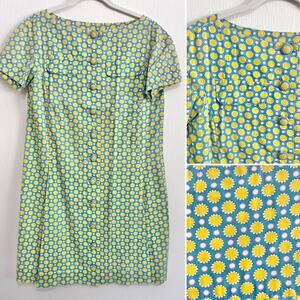 Womens 60s 70s Short Sleeve Mini Shift Dress Retro Mod Floral Twee Colorful Boxy